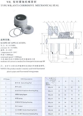 WB2型耐腐蚀机械密封